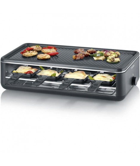 Appareil a raclette - SEVERIN - RG2365 - 8 personnes - Plaque de cuisson céramique 48 x 24 cm - Gril raclette 1300 W - Noir