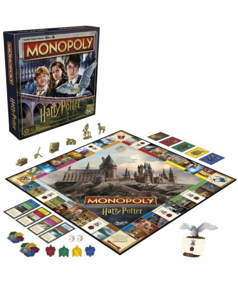 Monopoly édition Harry Potter, Jeu de société de plateau, Aventures magiques a Poudlard, des 8 ans, 2 a 6 joueurs