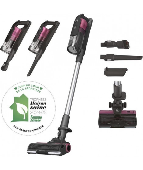 Aspirateur Balai sans fil - HOOVER HF920H - 65 AW - 86 dBA - Ecran LED - Rose / Gris