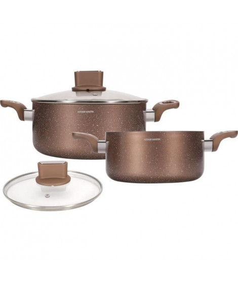 Set de marmites - ARTHUR MARTIN - AM9820 - 20-24 cm avec couvercle en verre - Aluminium - Tous feux dont induction