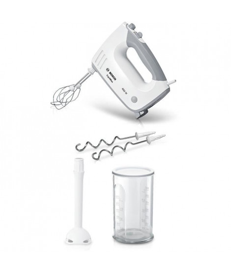 Batteur Bosch - MFQ36440 - 450 W - 5 vitesses - 2 fouets / 2 crochets pétrisseurs inox - Bol gradué avec couvercle - Blanc / …