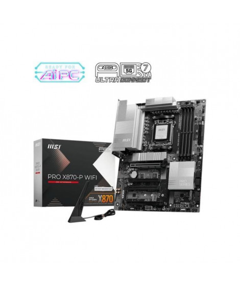 Carte mere - MSI - PRO X870-P WIFI - Wi-Fi 7, PCIe Gen5, EZ M.2 Shield Frozr II, argentée