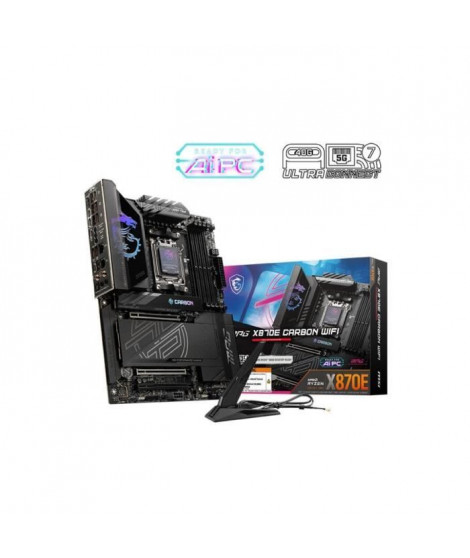 Carte mere - MSI - MPG X870E CARBON WIFI - Wi-Fi 7, 5G LAN, USB 40 Gb/s, LED RGB, PCIe supplémentaire