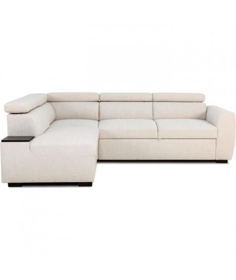 Canapé d'angle convertible réversible - 4/5 places - KELIO - Tissu Beige - 3 tétieres - 245 x 184 x 77/87 cm