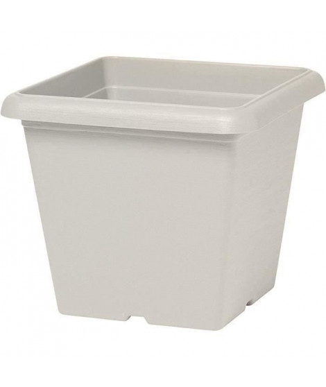 Pot de fleurs carré - GARDEN ID - Teramo white stone - 40 x 35 cm - Résistant aux Rayures - Effet Pierre - Avec Trous