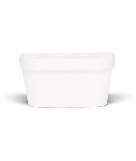 Pot mural - GARDEN ID Star - Blanc 36 x 16 cm - Réserve d'eau avec systeme de trop-plein - Recyclé et 100% recyclable