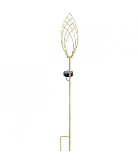 Lanterne solaire - GARDEN ID Épi Doré - Ø11 h81 cm - Autonomie 6-8h - Bouton on/off - Pile AAA rechargeable.