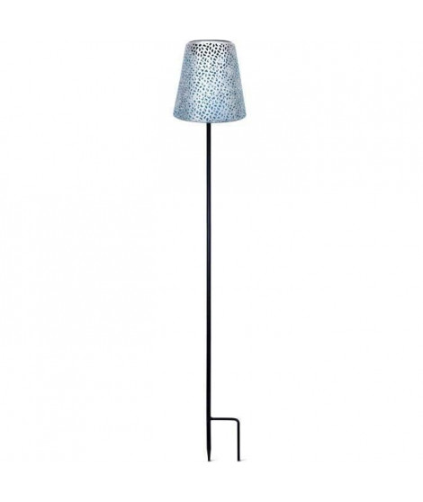 Lampe solaire - GARDEN ID Argent - Ø12 h70 cm - Autonomie 6-8h - Pied stabilisateur - Bouton on/off - Pile AAA.