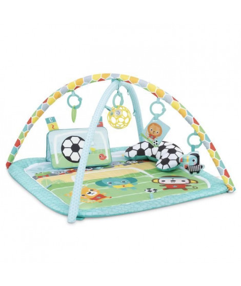 BRIGHT STARTS Tapis d'Eveil Football, Arche de jeu avec jouets Oball détachables, Musique et Lumieres, Dimensions : 47 x 74 x 74