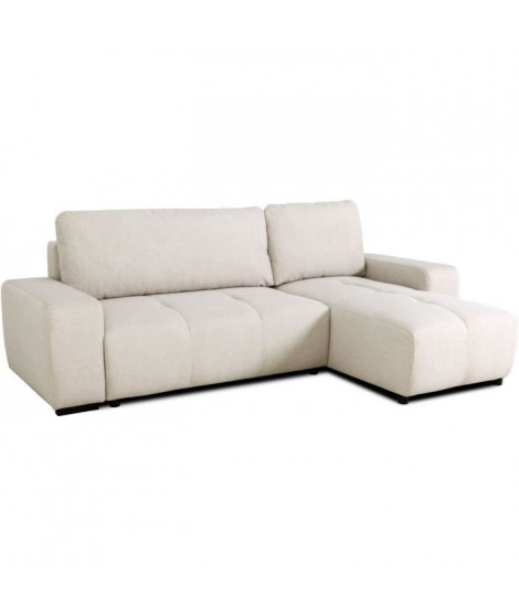 Canapé d'angle convertible réversible - 3 places - SIERRA - Avec coffre - Tissu Beige - 160 x 82 x 243 cm
