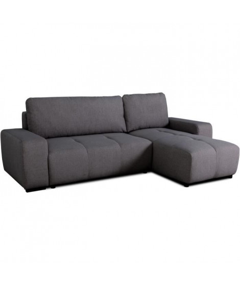 Canapé d'angle convertible réversible - 3 places - SIERRA - Avec coffre - Tissu Anthracite - 160 x 82 x 243 cm