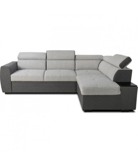 Canapé d'angle convertible réversible - 4/5 places - KELIO - Tissu Anthracite/Gris - 3 tétieres - 245 x 184 x 77/87 cm