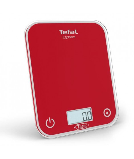 Tefal Optiss Balance de cuisine électronique, Écran rétroéclairé, Résistance aux rayures, Capacité de 5 kg, Framboise BC50U3V0