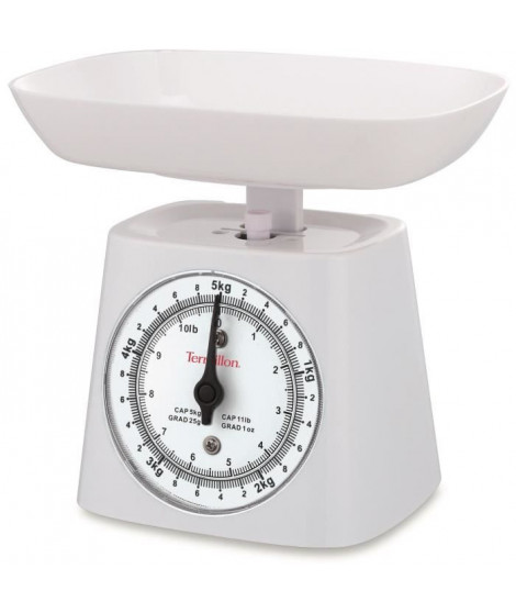 Balance de cuisine mécanique - TERRAILLON - Basic Clasic - Portée 5 Kg - Bol 0,5 L- Précision 25 g