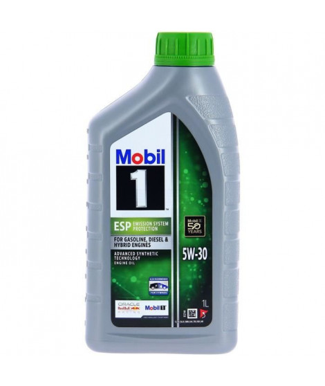 Bidon huile de moteur - MOBIL1 - 5W30 ESP - 1 L - 4 saisons