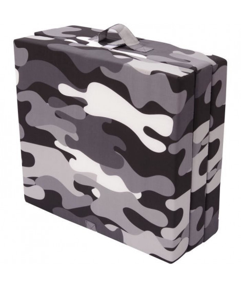 Chauffeuse pliante - SAMBA - Gris - Multi-position - Camouflage militaire - 190 x 70 x 9 cm