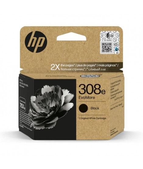 Cartouche d'encre HP 308e authentique Noir EvoMore (7FP22UE) pour HP Envy 6110, 6120, 6130, 6520, 6530