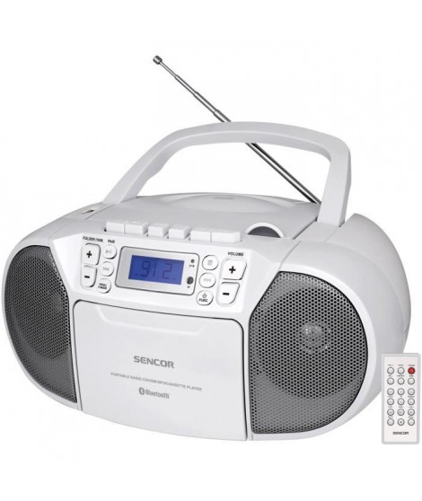 Lecteur CD / Casettes - SENCOR - SPT 3907 W - 4 W - Bluetooth - Blanc