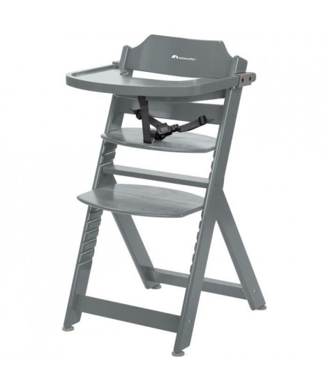 BEBECONFORT Timba Chaise haute bébé, Chaise bois, De 6 mois a 10 ans (30kg), Warm Grey