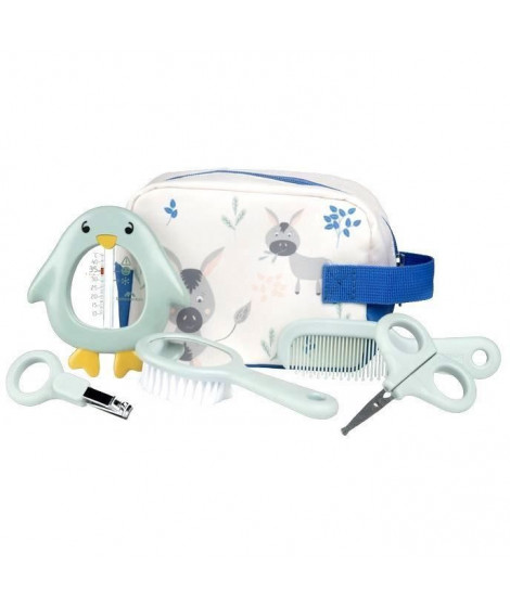 BEBECONFORT Trousse de toilette complete pour bébé, 5 accessoires, Lovely Donkey