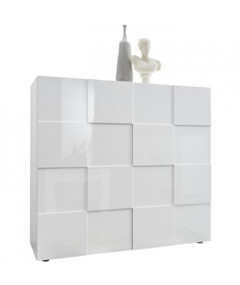 Buffet - MILANO - 2 portes - Blanc laqué brillant - 121 x 42 x 111 cm