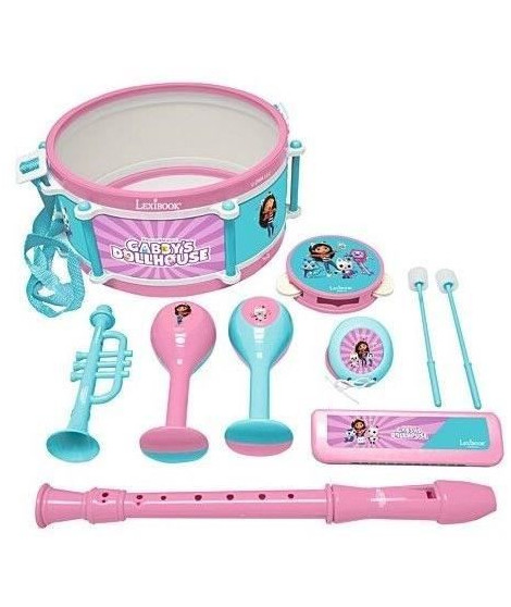 Lexibook - Set Musical Gabby et la Maison Magique - 7 instruments - Rangement dans le tambour
