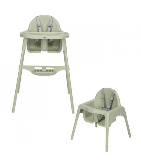 BEBECONFORT Meely Chaise haute bébé 2 en 1, évolutive en petite chaise, De 6 mois a 3 ans (15kg), Mineral Green