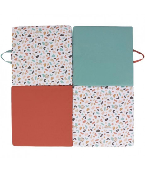 Tapis d'éveil Malin - TINEO - Tapis évolutif multifonction 3-en-1 - 120 x 120 cm - Géométrique / Animaux rigolos