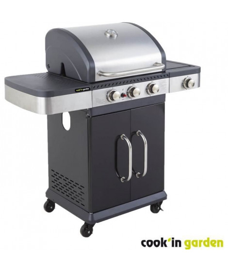 Barbecue a gaz - COOK'IN GARDEN - FIDGI 3 - 3 brûleurs + Side - Noir