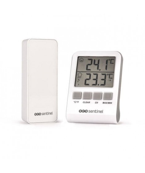 Thermometre digital intérieur/extérieur - SCS SENTINEL - HCN0062 DigiThermo indoor/outdoor - Portée : 60 m - 433 MHz - Blanc
