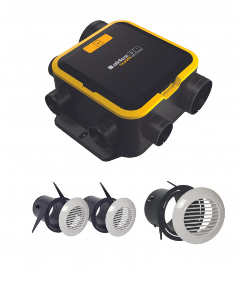 Kit VMC simple flux EasyHOME Autoréglable COMPACT Classic livré avec 3 grilles de ventilation BIP.