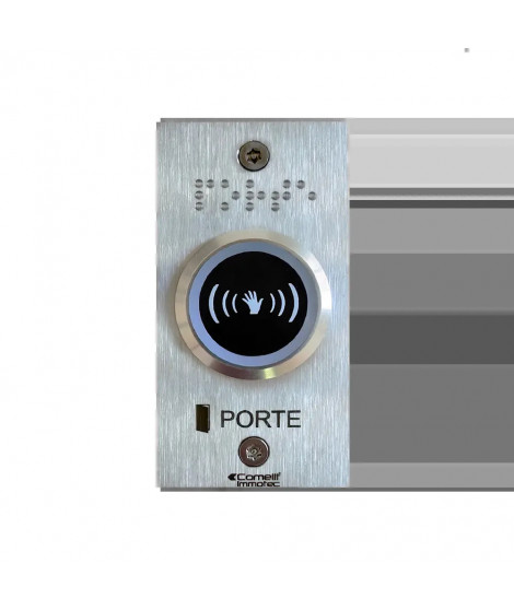 Bouton Infrarouge lumineux monté sur facade inox 55x100mm