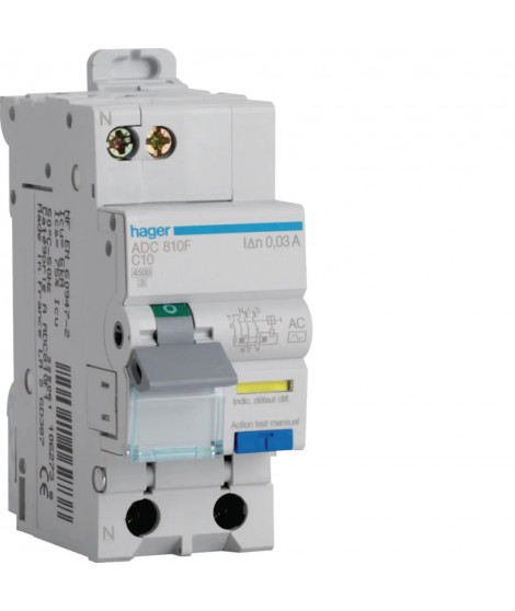 DISJ DIFFERENTIEL 1P+N 4.5-6KA COURBE C 10A 30MA TYPE AC