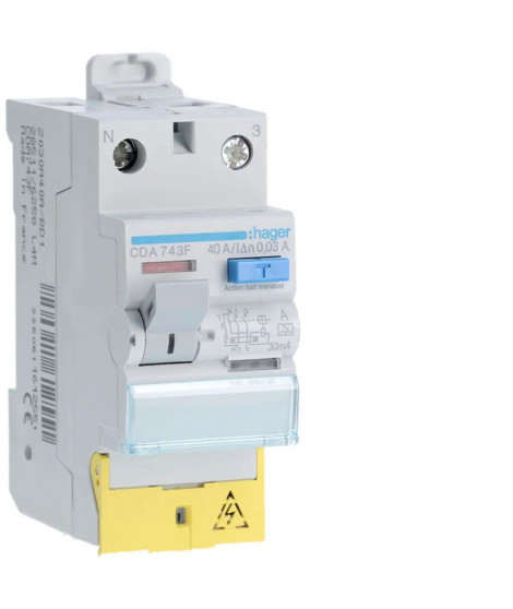 INTERRUPTEUR DIFFERENTIEL 2P 40A 30MA TYPE A A BORNES DECALEES
