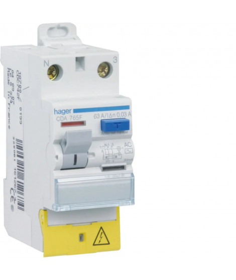 INTERRUPTEUR DIFFERENTIEL 2P 63A 30MA TYPE A A BORNES DECALEES