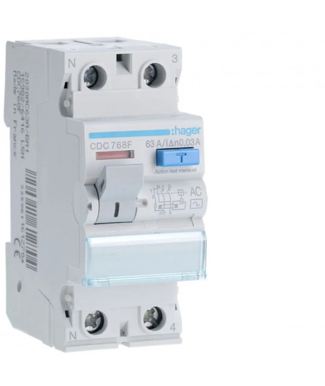 INTERRUPTEUR DIFFERENTIEL 2P 6 3A 30MA TYPE AC