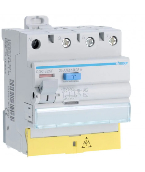 INTERRUPTEUR DIFFERENTIEL 3P+N 25A 30MA TYPE AC A BORNES DECALEES