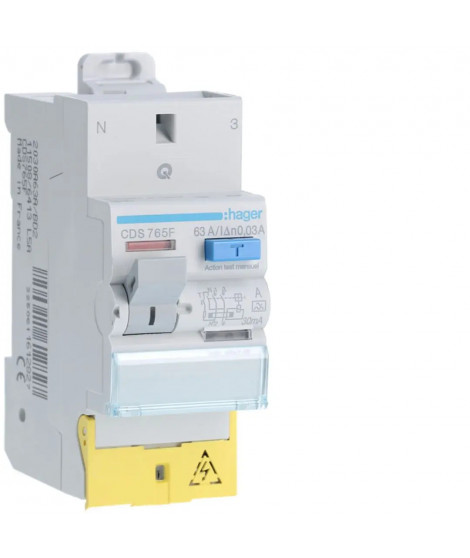 INTERRUPTEUR DIFFERENTIEL 2P 63A 30MA TYPEA A BORNES DECALEES SANVIS
