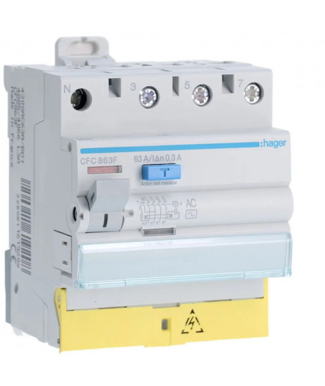 INTER DIFFERENTIEL 3P+N 63A 30 0MA TYPE AC BORNES DECALEES