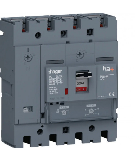 DISJ H3+ P250 TM ADJ 4P4D N0-1 00% LN 200A 50KA FTC