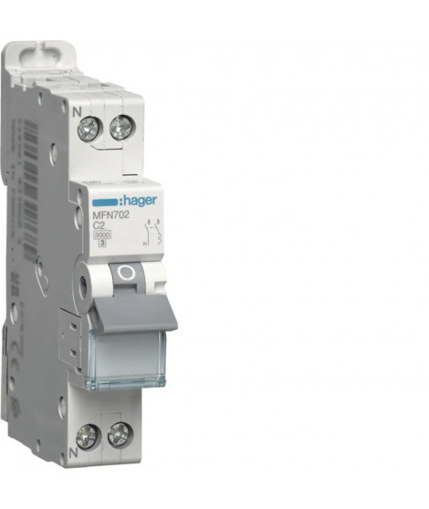 DISJONCTEUR 1P+N 3KA C-2A 1 MODULE