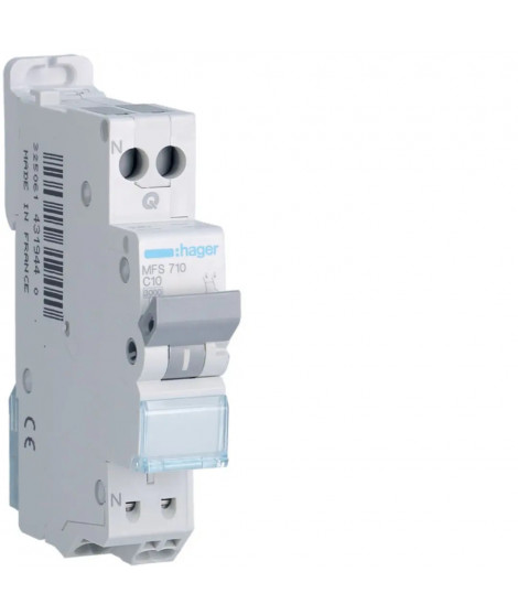DISJONCTEUR 1P+N 3KA C-10A CONNEXION SANVIS 1 MODULE