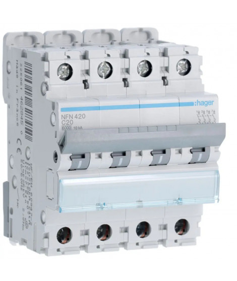 DISJONCTEUR 4P 6-10KA COURBE C - 20A 4 MODULES
