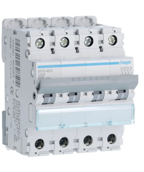 DISJONCTEUR 4P 6-10KA COURBE C - 63A 4 MODULES