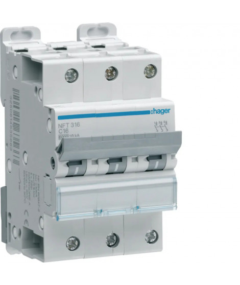 DISJONCTEUR 3P 6-10KA COURBE C - 16A 3 MODULES