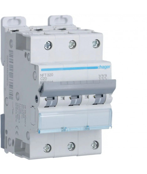DISJONCTEUR 3P 6-10KA COURBE C - 20A 3 MODULES