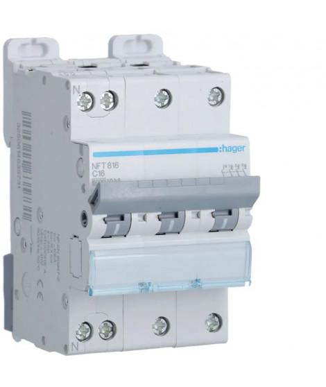 DISJONCTEUR 3P+N 6-10KA COURBE C - 16A 3 MODULES
