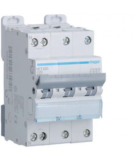 DISJONCTEUR 3P+N 6-10KA COURBE C - 20A 3 MODULES