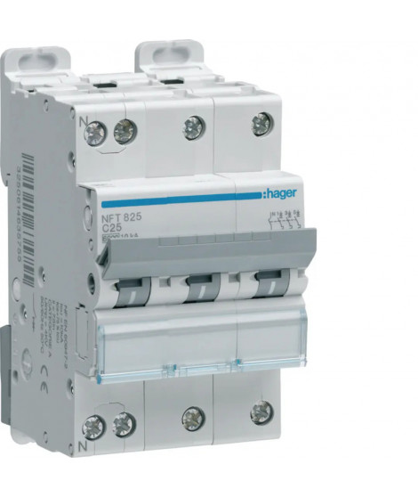 DISJONCTEUR 3P+N 6-10KA COURBE C - 25A 3 MODULES