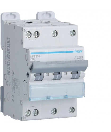 DISJONCTEUR 3P+N 6-10KA COURBE C - 32A 3 MODULES